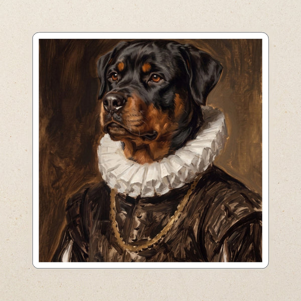 Rottweiler Royal Portrait Kiss-Cut Sticker, Regal Dog Art, Rottweiler Lover Gift, Waterproof Vinyl