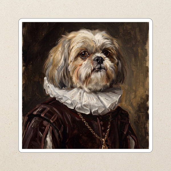 Shih Tzu Royal Portrait Kiss-Cut Sticker, Regal Dog Art, Shih Tzu Lover Gift, Waterproof Vinyl