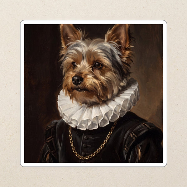 Yorkshire Terrier Royal Portrait Kiss-Cut Sticker, Regal Dog Art, Yorkshire Terrier Lover Gift, Waterproof Vinyl