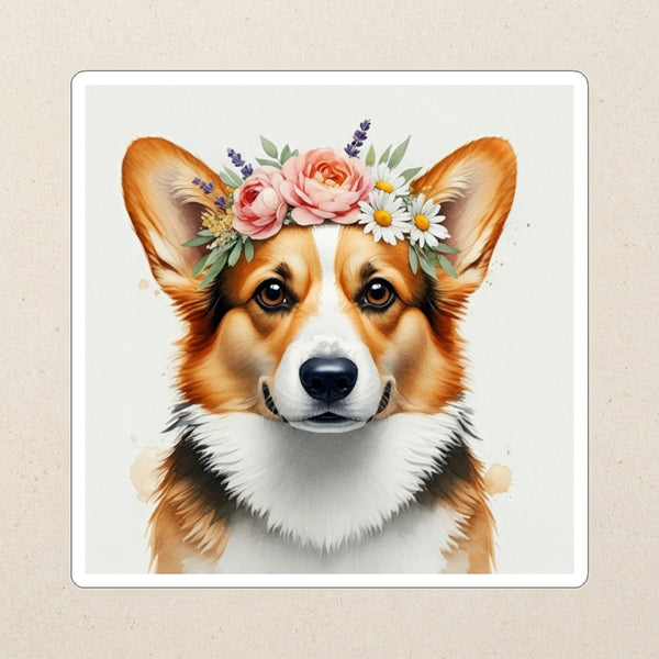 Corgi Watercolor Kiss-Cut Sticker, Soft Dog Art, Corgi Lover Gift, Waterproof Vinyl