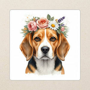 Beagle Watercolor Kiss-Cut Sticker, Soft Dog Art, Beagle Lover Gift, Waterproof Vinyl