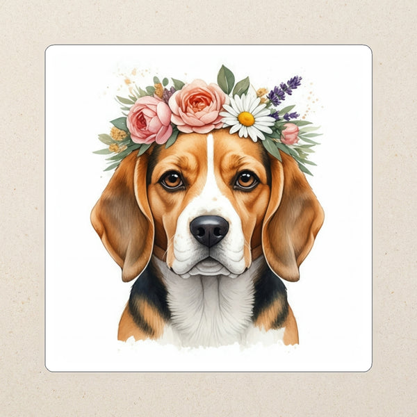 Beagle Watercolor Kiss-Cut Sticker, Soft Dog Art, Beagle Lover Gift, Waterproof Vinyl