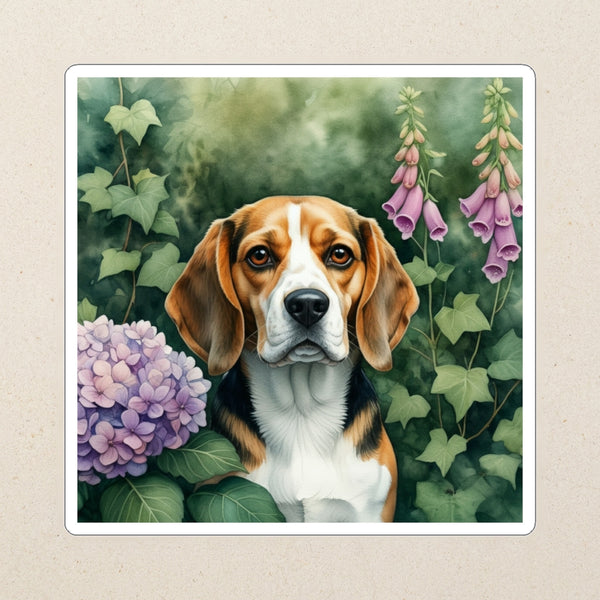 Beagle Watercolor Kiss-Cut Sticker, Soft Dog Art, Beagle Lover Gift, Waterproof Vinyl