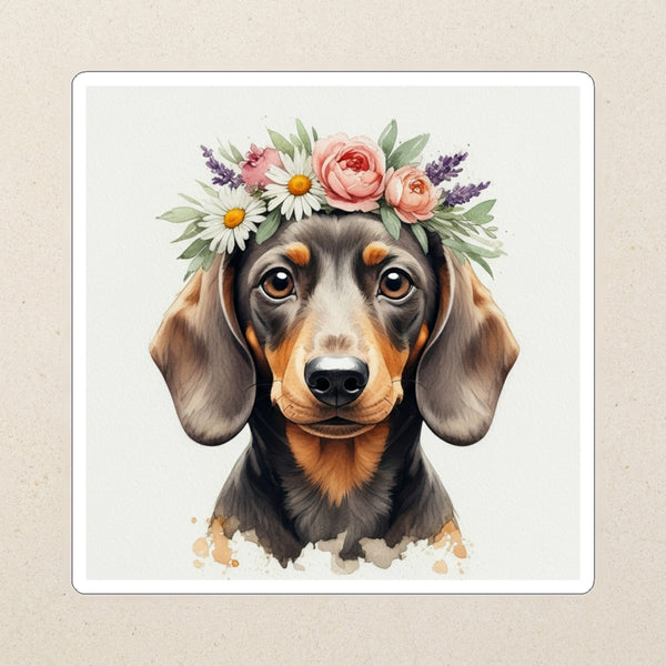 Dachshund Watercolor Kiss-Cut Sticker, Soft Dog Art, Dachshund Lover Gift, Waterproof Vinyl