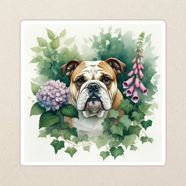English Bulldog Watercolor Kiss-Cut Sticker, Soft Dog Art, English Bulldog Lover Gift, Waterproof Vinyl