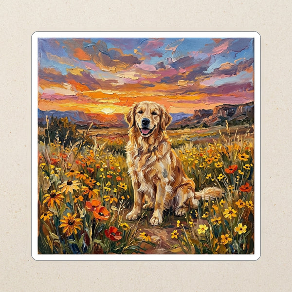 Golden Retriever Acrylic Kiss-Cut Sticker, Colorful Dog Art, Golden Retriever Lover Gift, Waterproof Vinyl