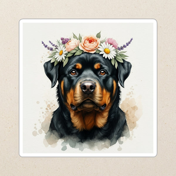 Rottweiler Watercolor Kiss-Cut Sticker, Soft Dog Art, Rottweiler Lover Gift, Waterproof Vinyl