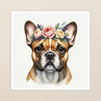 French Bulldog Watercolor Kiss-Cut Sticker, Soft Dog Art, French Bulldog Lover Gift, Waterproof Vinyl kiss-cut vinyl sticker applied to a journal cover on a limestone desk, photographed from directly above