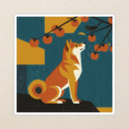Shiba Inu Retro Autumn cozy gift set: sherpa fleece blanket, cork-back coaster, and vinyl sticker