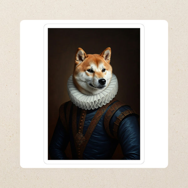 Shiba Inu Royal Portrait Kiss-Cut Sticker, Regal Dog Art, Shiba Inu Lover Gift, Waterproof Vinyl