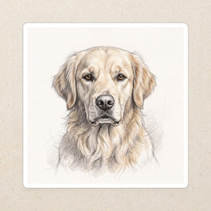 Golden Retriever Graphite Portrait Die-Cut Sticker, Pencil Sketch Dog Art, Golden Retriever Lover Gift, Water-Resistant Vinyl