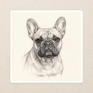 French Bulldog Graphite Portrait Die-Cut Sticker, Pencil Sketch Dog Art, French Bulldog Lover Gift, Waterproof Vinyl