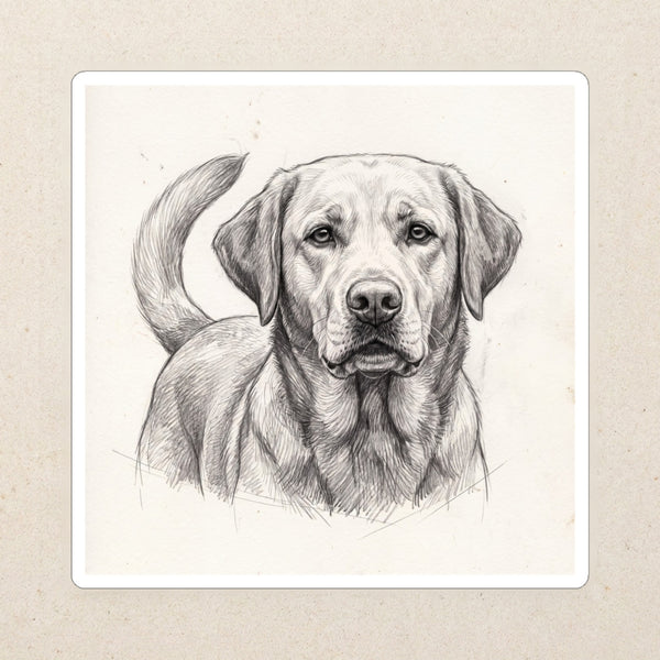 Labrador Retriever Graphite Portrait Die-Cut Sticker, Pencil Sketch Dog Art, Labrador Retriever Lover Gift, Waterproof Vinyl
