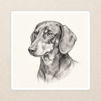 Dachshund Graphite vinyl sticker by Tritan, angled view