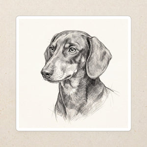 Dachshund Graphite Portrait Die-Cut Sticker, Pencil Sketch Dog Art, Dachshund Lover Gift, Water-Resistant Vinyl