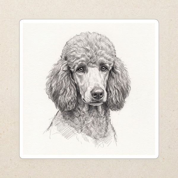 Poodle Graphite Portrait Die-Cut Sticker, Pencil Sketch Dog Art, Poodle Lover Gift, Waterproof Vinyl