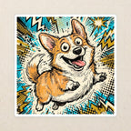 Corgi Comic Pop Art vinyl sticker by Tritan, angled view