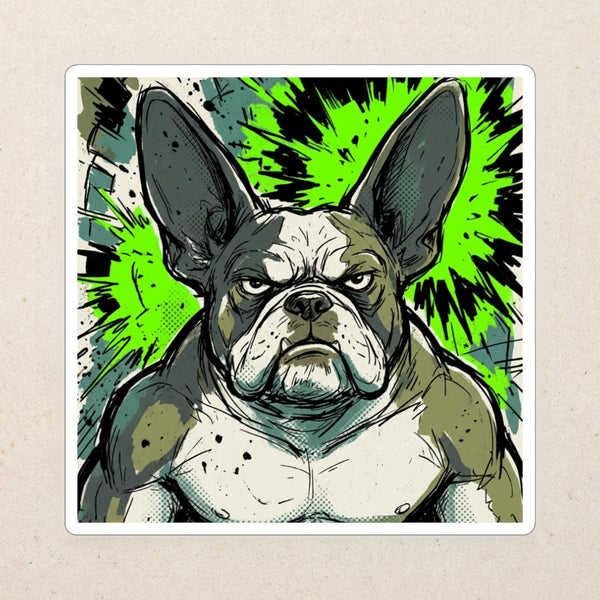 French Bulldog Comic Pop Die-Cut Sticker, Bold Dog Art, French Bulldog Lover Gift, Waterproof Vinyl