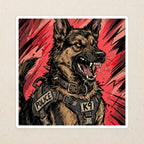German Shepherd Comic Pop Art vinyl sticker by Tritan, angled view