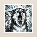 Siberian Husky Comic Pop Art vinyl sticker by Tritan, angled view