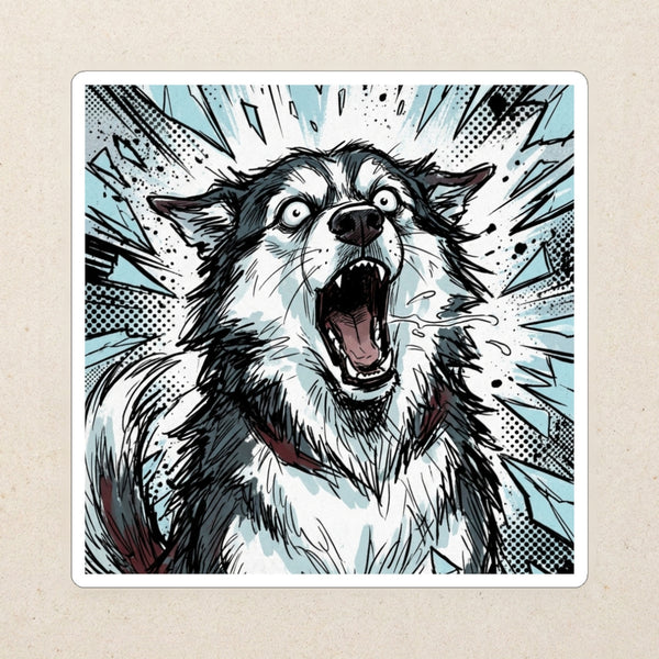 Siberian Husky Comic Pop Die-Cut Sticker, Bold Dog Art, Siberian Husky Lover Gift, Waterproof Vinyl