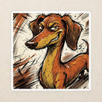 Dachshund Comic Pop Art vinyl sticker by Tritan, angled view