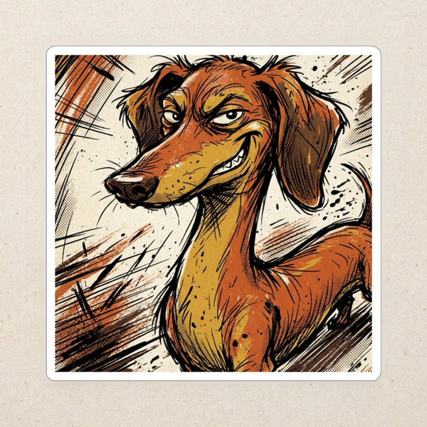 Dachshund Comic Pop Die-Cut Sticker, Bold Dog Art, Dachshund Lover Gift, Waterproof Vinyl