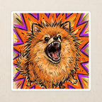Pomeranian Comic Pop Art vinyl sticker by Tritan, angled view