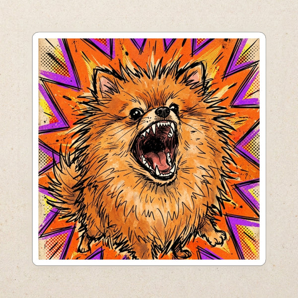 Pomeranian Comic Pop Die-Cut Sticker, Bold Dog Art, Pomeranian Lover Gift, Waterproof Vinyl