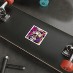 Poodle Comic Pop Art vinyl sticker by Tritan, on a skateboard