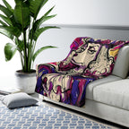 Poodle Comic Pop Art sherpa blanket by Tritan, on sofa