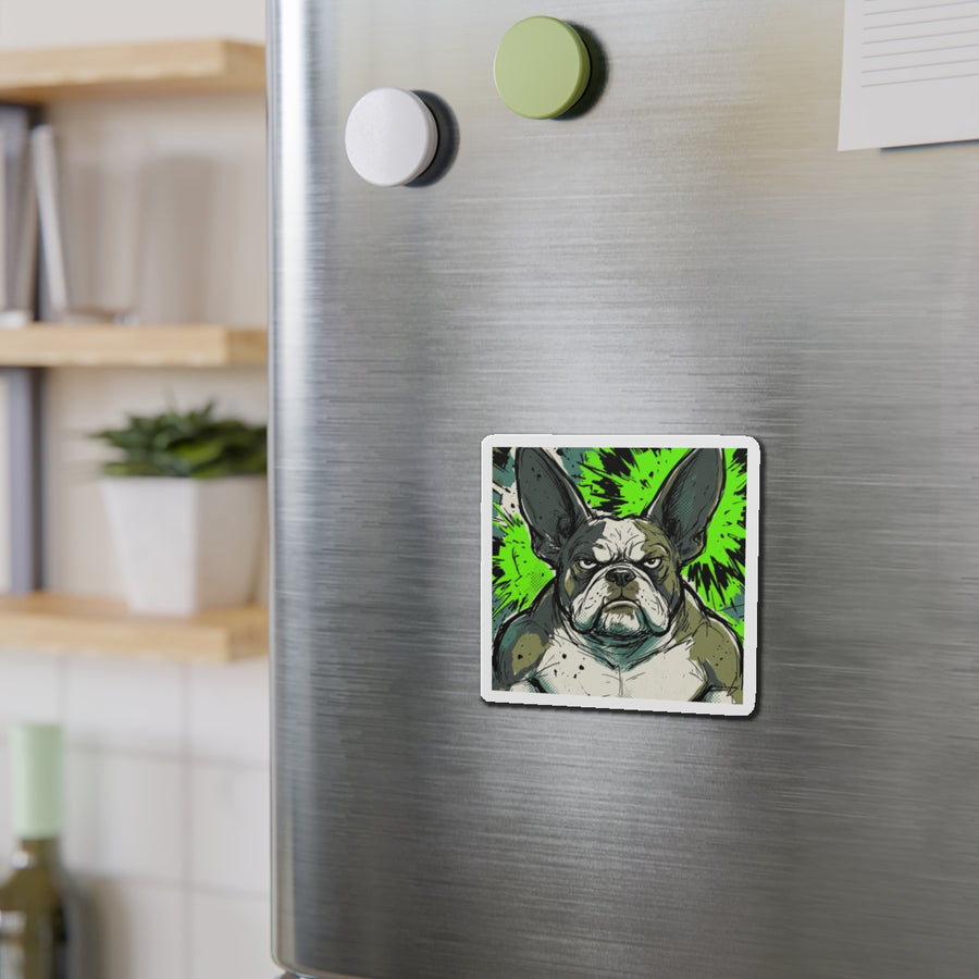 French Bulldog Comic Pop Art die-cut magnet by Tritan, on steel