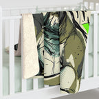 French Bulldog Comic Pop Art sherpa blanket by Tritan, on bed