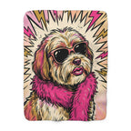Havanese Comic Pop Art sherpa blanket by Tritan, front