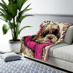 Havanese Comic Pop Art sherpa blanket by Tritan, on sofa