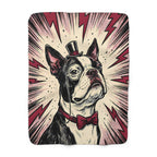 Boston Terrier Comic Pop Art sherpa blanket by Tritan, front