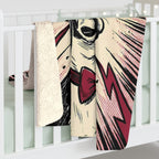 Boston Terrier Comic Pop Art sherpa blanket by Tritan, on bed