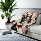 Boston Terrier Comic Pop Art sherpa blanket by Tritan, on sofa