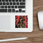 German Shepherd Comic Pop Art vinyl sticker by Tritan, on a laptop