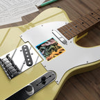 German Shepherd Comic Pop Art vinyl sticker by Tritan, on a guitar