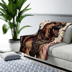 German Shepherd Comic Pop Art sherpa blanket by Tritan, on sofa