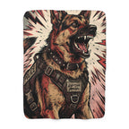 German Shepherd Comic Pop Art sherpa blanket by Tritan, front