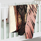 German Shepherd Comic Pop Art sherpa blanket by Tritan, on bed