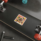 Pug Comic Pop Art vinyl sticker by Tritan, on a skateboard
