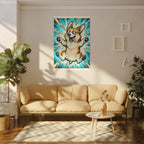 Corgi Comic Pop Art canvas print by Tritan, sofa wall