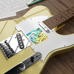 Corgi Comic Pop Art vinyl sticker by Tritan, on a guitar
