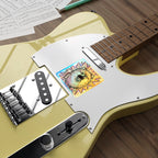 Pomeranian Comic Pop Art vinyl sticker by Tritan, on a guitar