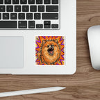 Pomeranian Comic Pop Art vinyl sticker by Tritan, on a laptop