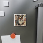 Australian Shepherd Comic Pop Art die-cut magnet by Tritan, on the fridge
