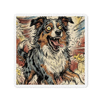 Australian Shepherd Comic Pop Art die-cut magnet by Tritan, front
